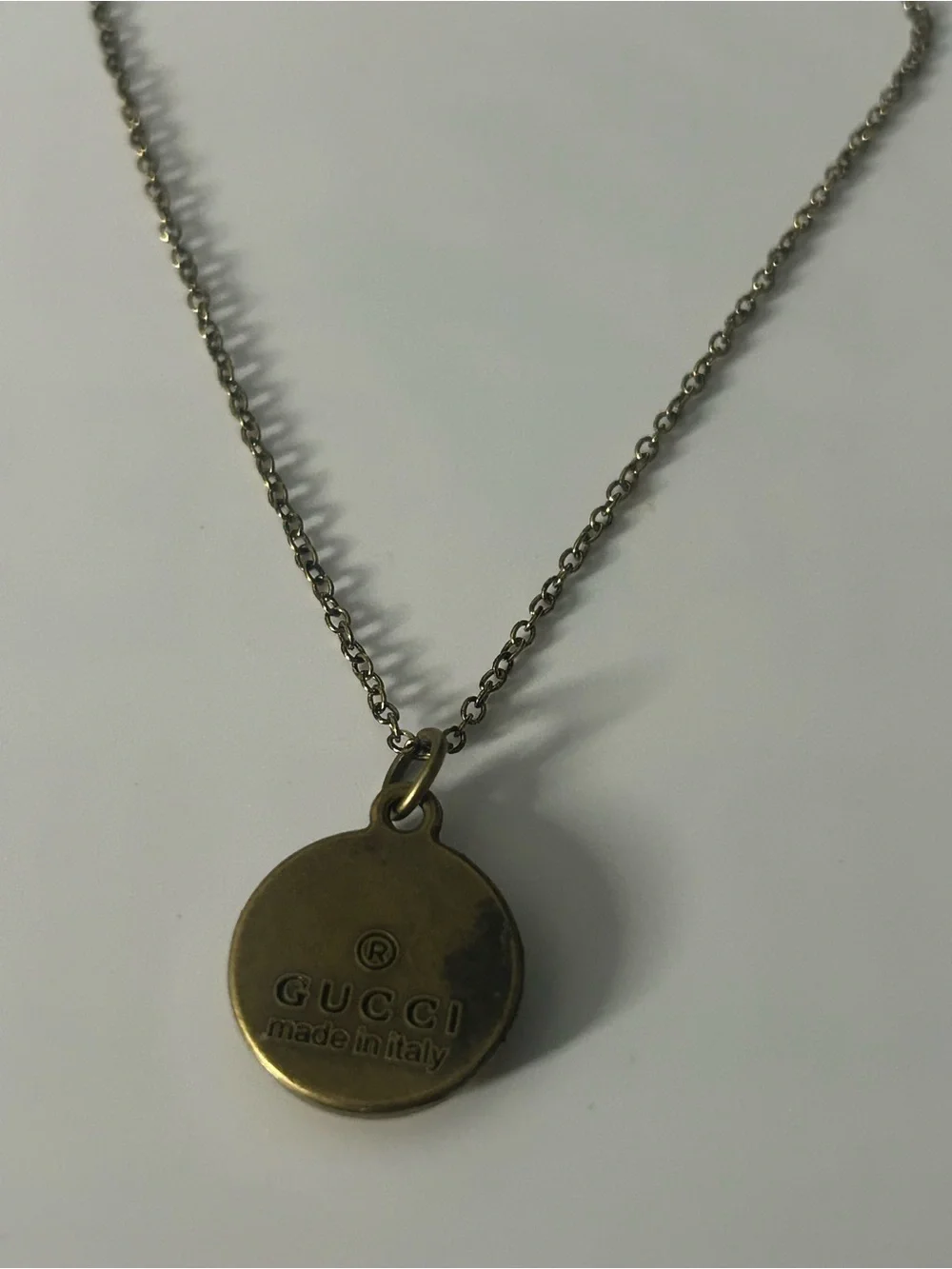 Brass-Tone Bee Pendant Necklace with Yellow Enamel Medallion